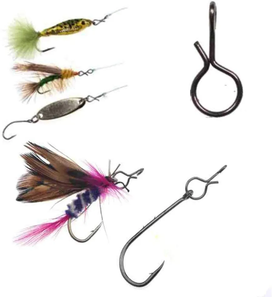 100-Pack Quick Fly Fishing Snaps Stainless Steel No Knot Fast Snaps Quick Lure Change Clips for Flies Jigs Lures