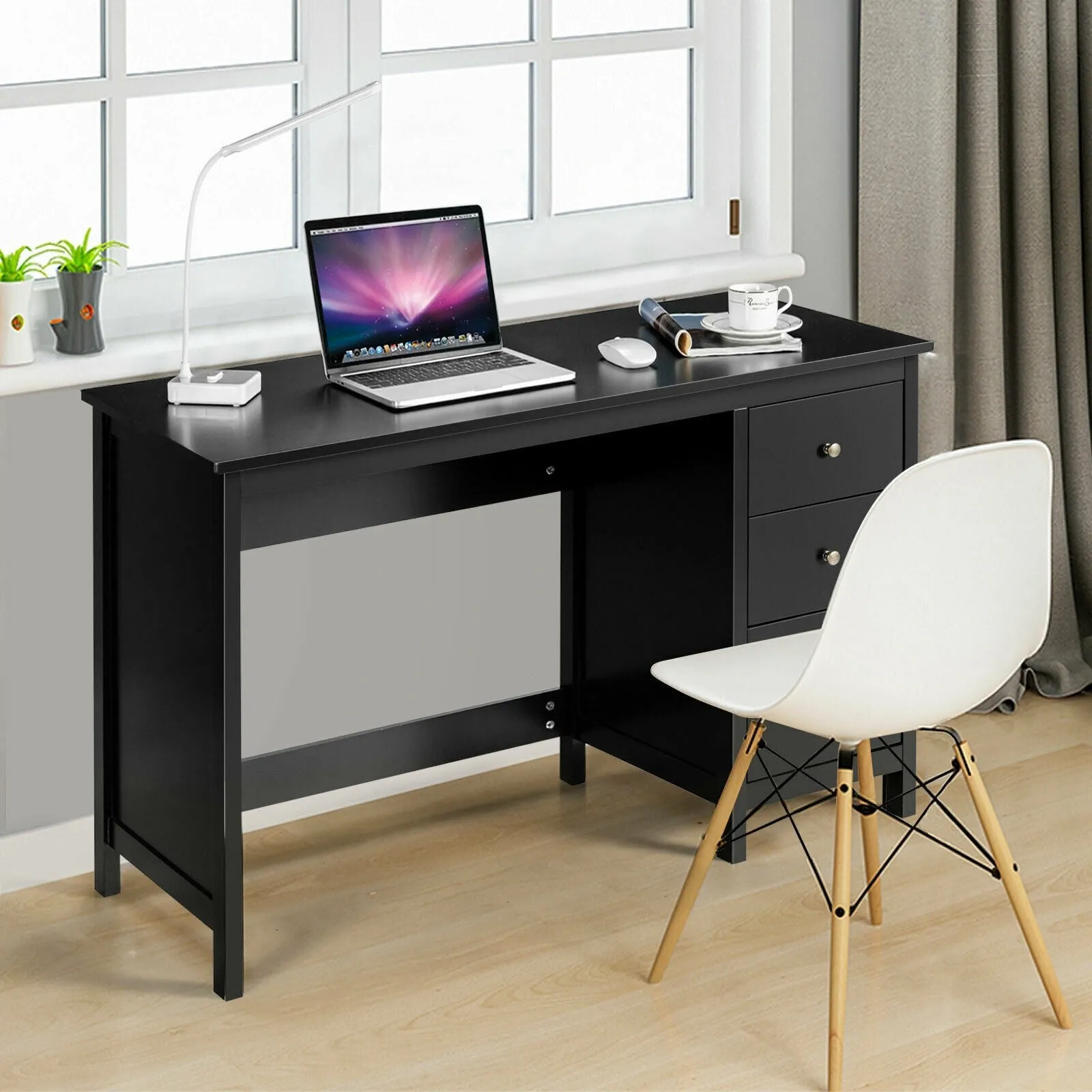 3 Drawer Computer Writing Desk - Black