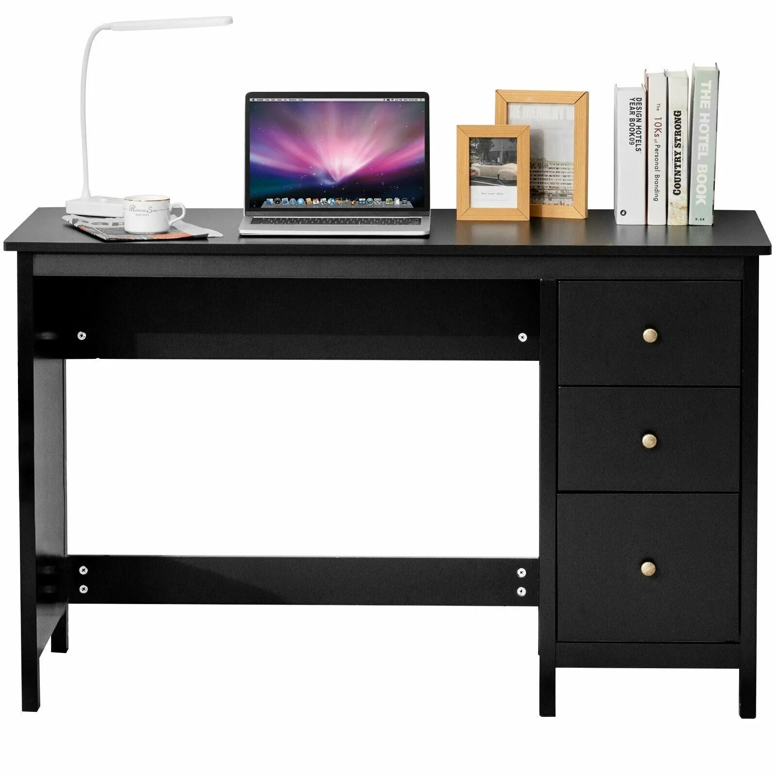 3 Drawer Computer Writing Desk - Black