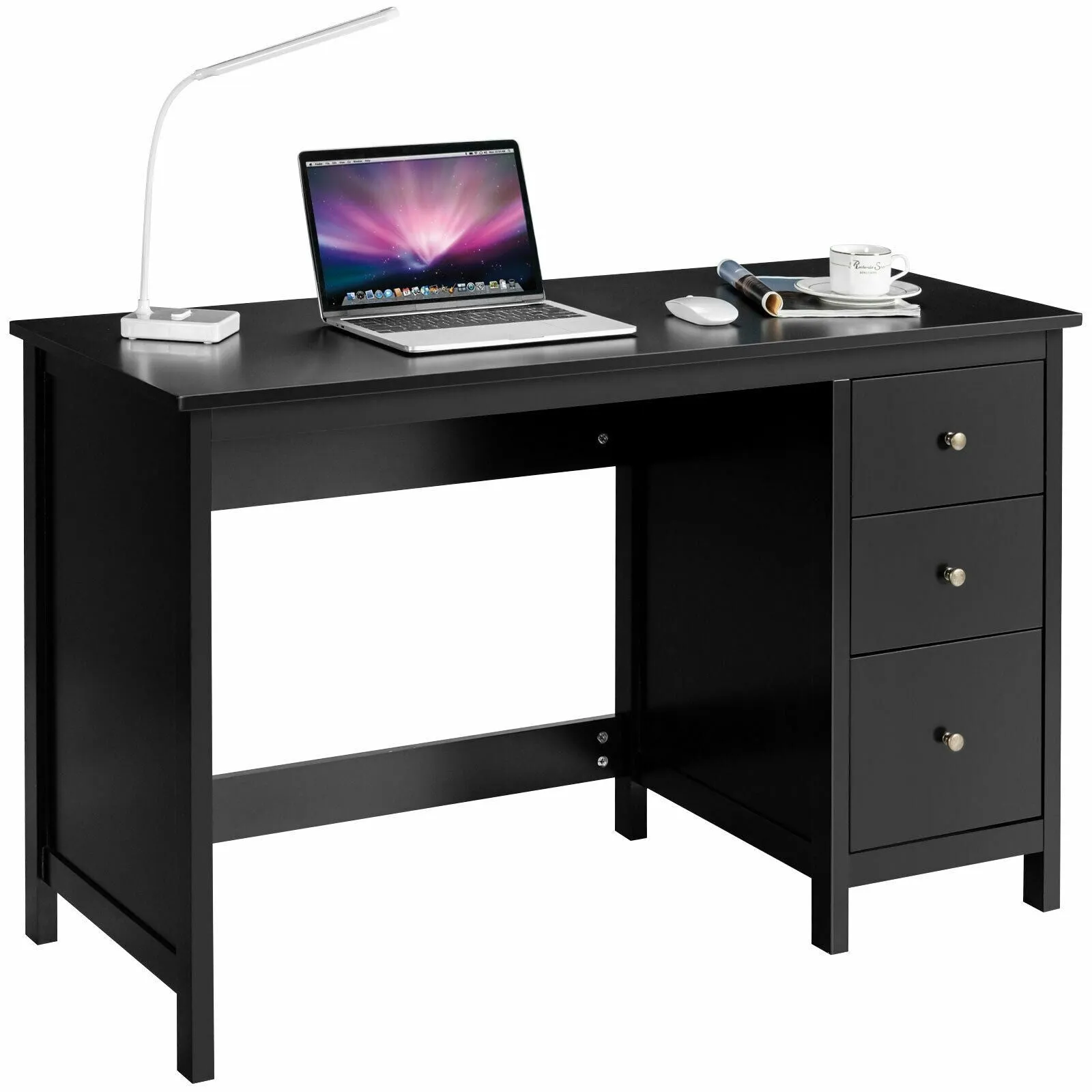 3 Drawer Computer Writing Desk - Black