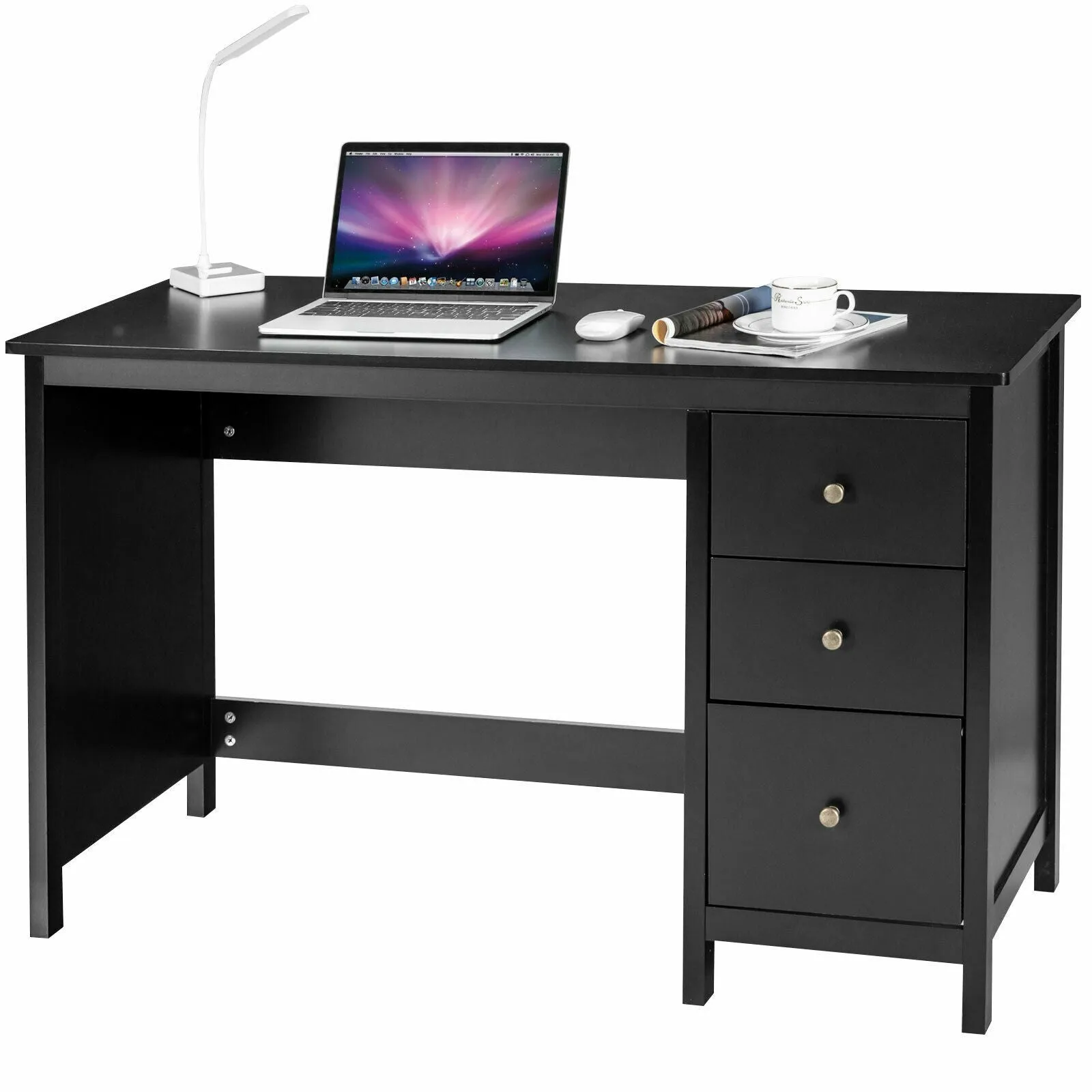 3 Drawer Computer Writing Desk - Black