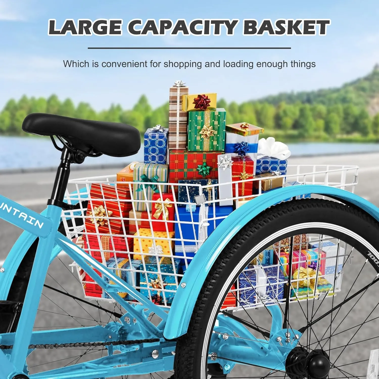 ABORON Adult Mountain Tricycle, 7-Speed 3-Wheel Mountain Bikes 24/26/27.5inch Available, Front Suspension, Disc Brake
