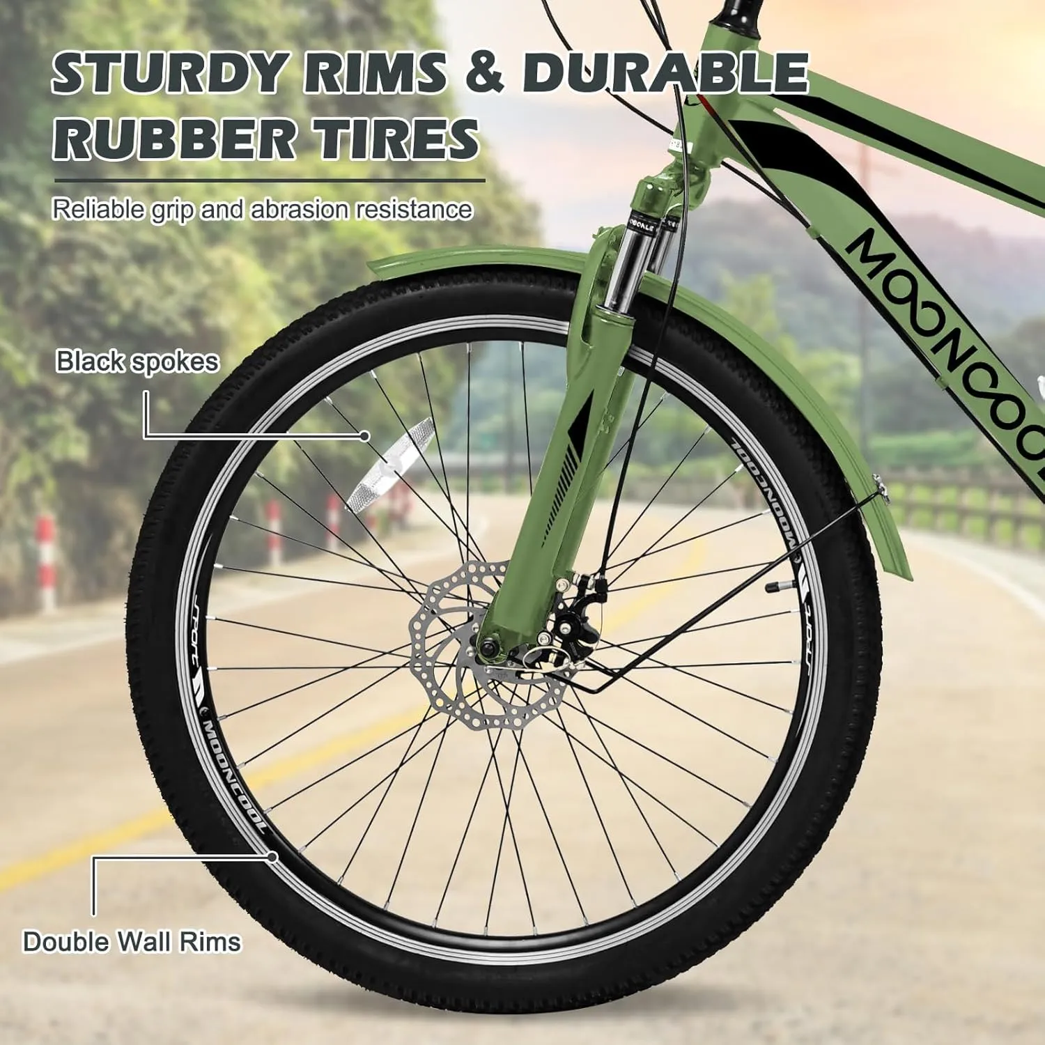 ABORON Adult Mountain Tricycle, 7-Speed 3-Wheel Mountain Bikes 24/26/27.5inch Available, Front Suspension, Disc Brake