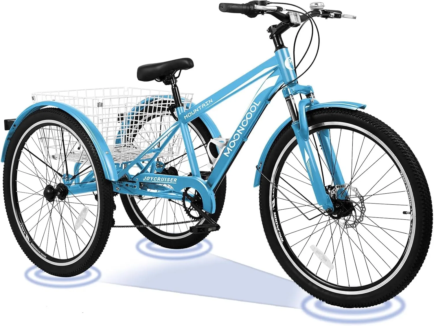 ABORON Adult Mountain Tricycle, 7-Speed 3-Wheel Mountain Bikes 24/26/27.5inch Available, Front Suspension, Disc Brake