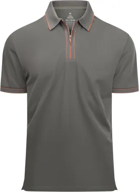 Alex Vando Mens Zipper Golf Shirt Moisture Wicking Zip Up Solid Fashion Polo Shirts