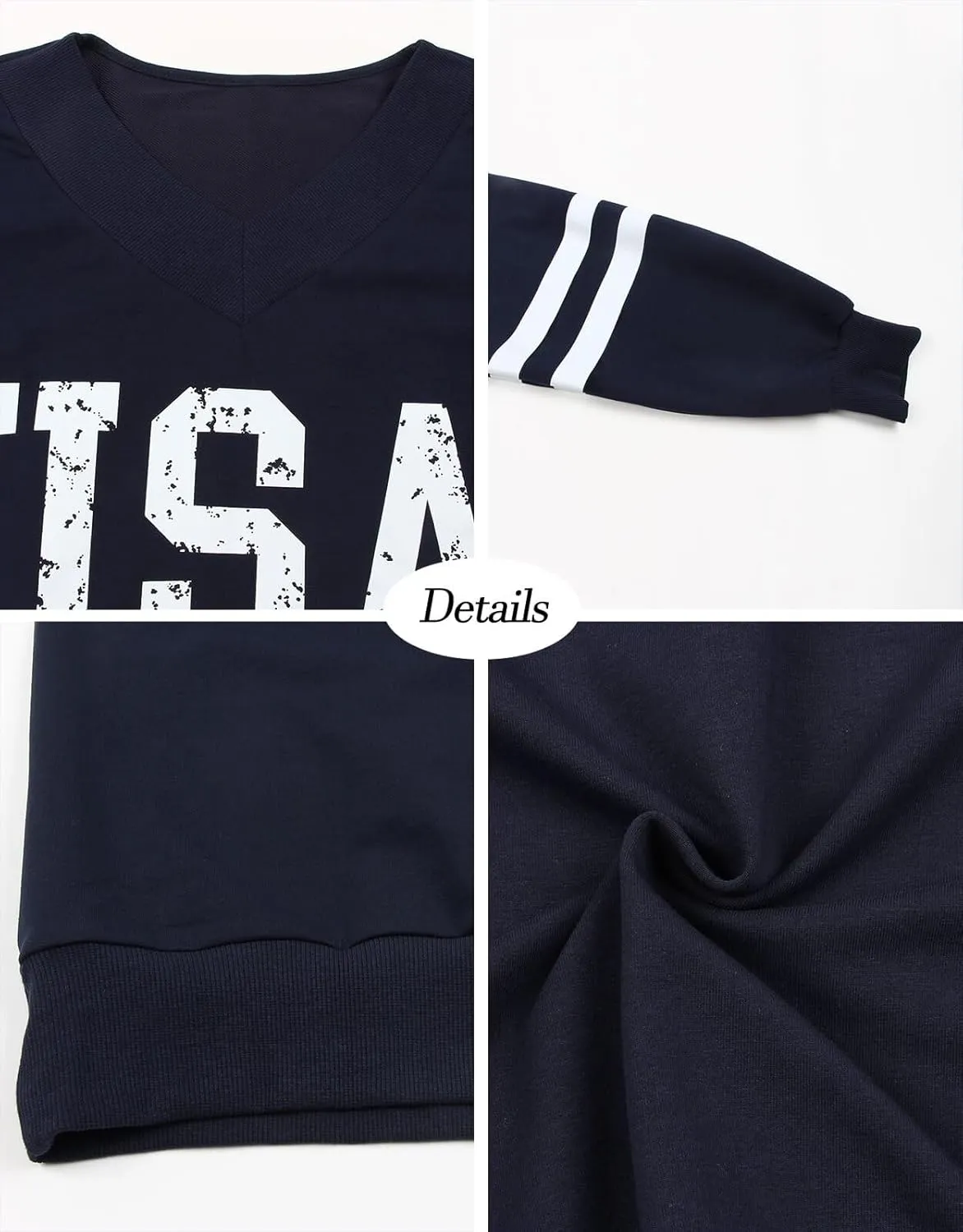 Alsol Lamesa Womens American Flag Sweatshirts Long Sleeve V Neck Loose 4th of July Outfits Flag Tops