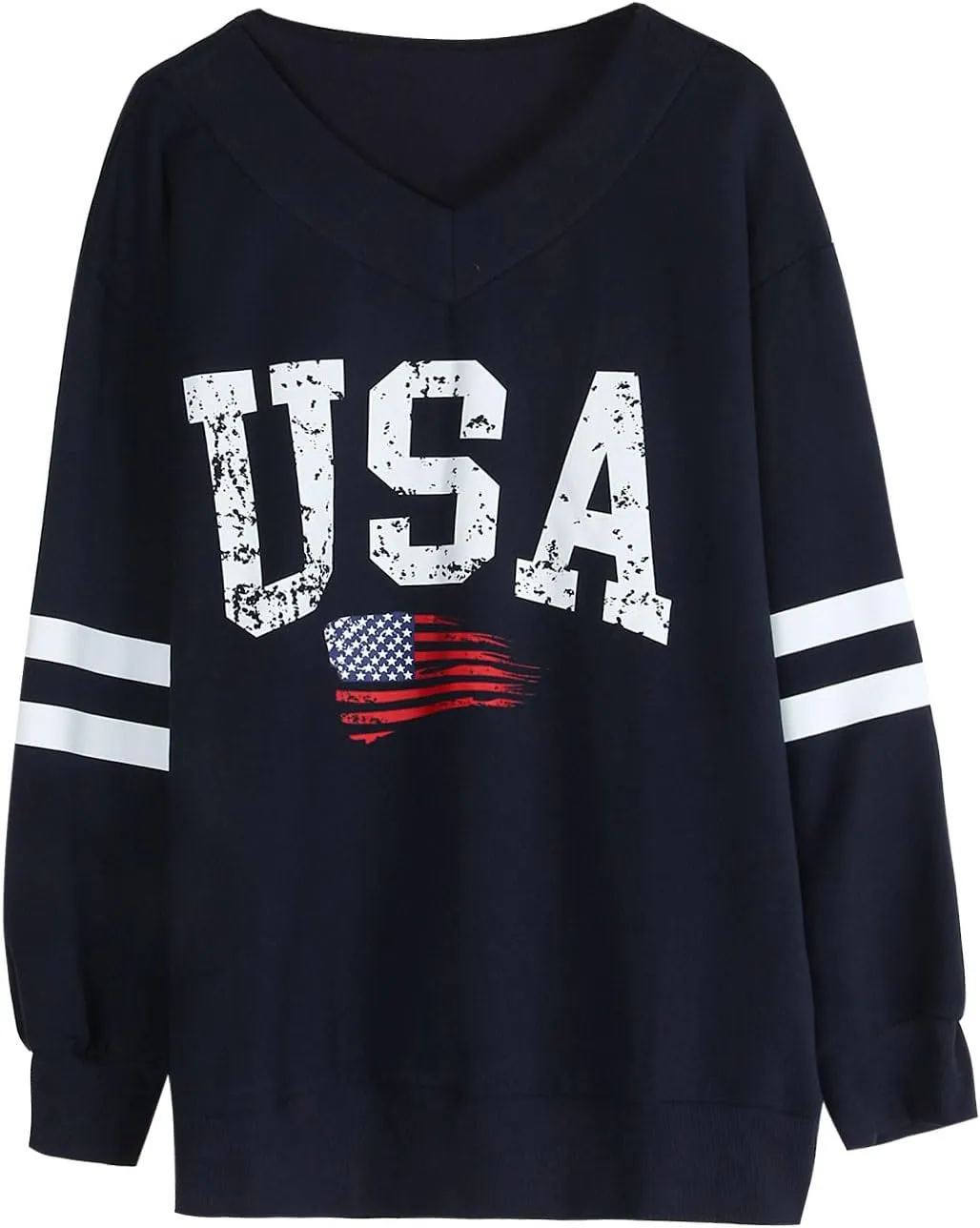 Alsol Lamesa Womens American Flag Sweatshirts Long Sleeve V Neck Loose 4th of July Outfits Flag Tops