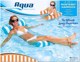 Aqua Leisure Monterey Hammock Ride On, Blue/Orange Assorted