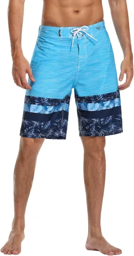 AXESEA Mens Swim Trunks Quick Dry Surf Long Elastic with Pockets Swimwear Bathing Suits No Mesh Lining