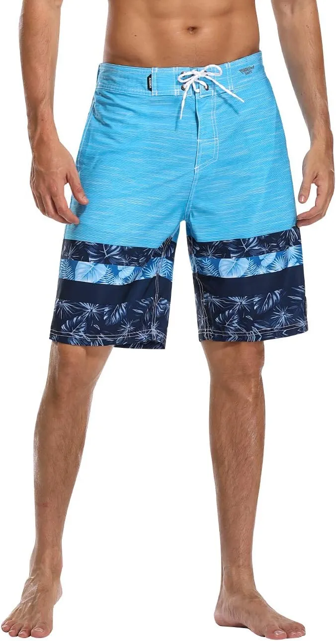 AXESEA Mens Swim Trunks Quick Dry Surf Long Elastic with Pockets Swimwear Bathing Suits No Mesh Lining