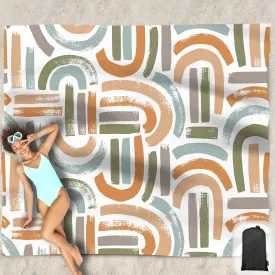 Beach Blanket Waterproof Sandproof Oversized 95x 80,Sand Free Beach Mat with Corner Pockets,Portable Mesh Bag for Travel and Outdoor Camping (Maze)