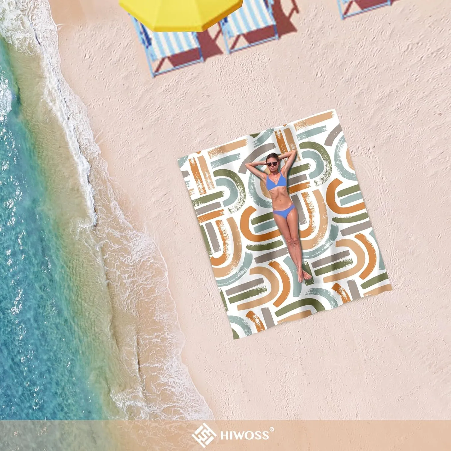 Beach Blanket Waterproof Sandproof Oversized 95x 80,Sand Free Beach Mat with Corner Pockets,Portable Mesh Bag for Travel and Outdoor Camping (Maze)