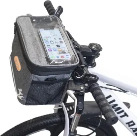Bike Handlebar Bag with Touch Screen Phone Holder, Waterproof Front Basket, Insulated Cooler Lunch Bag