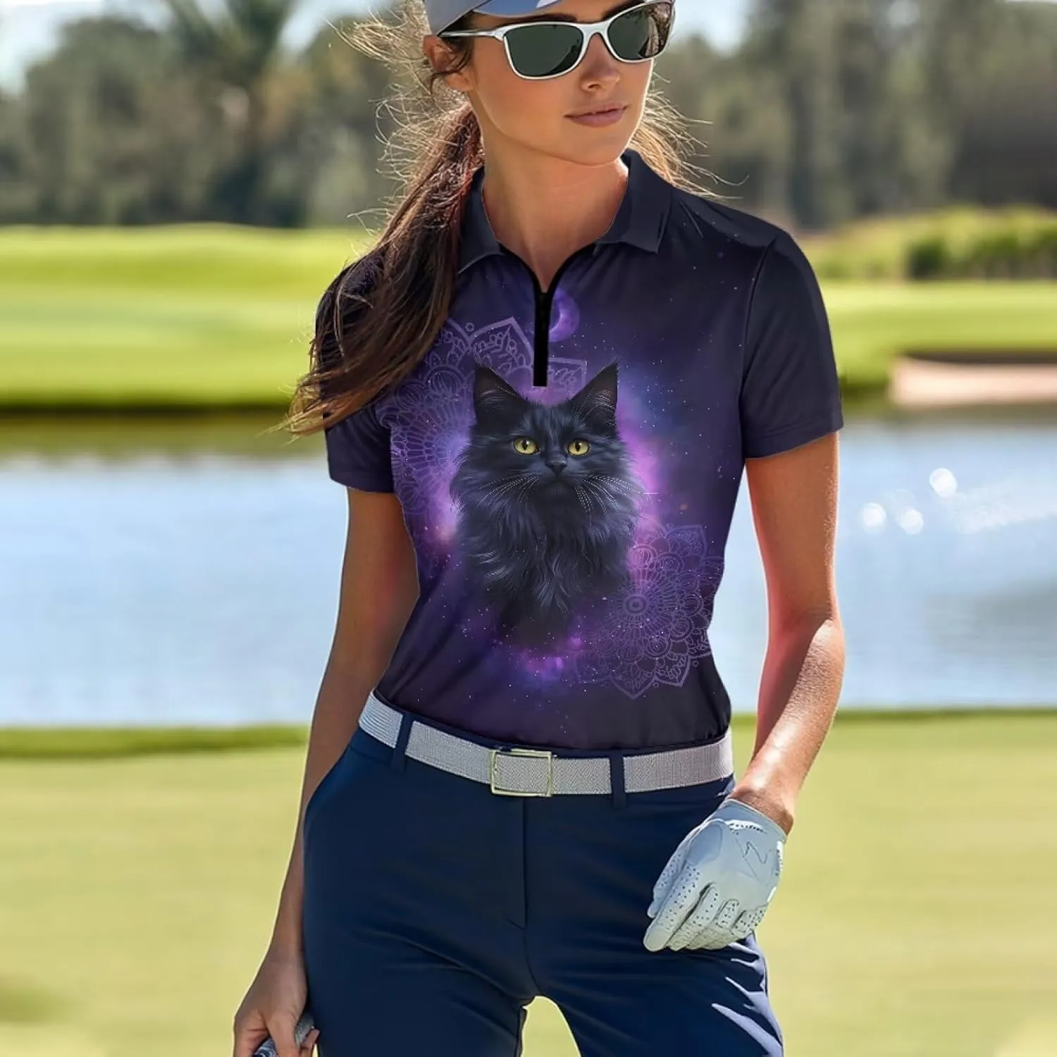 Biyejit Women's Golf Shirts Short Sleeve Quarter Zip Workout Tops for Women Moisture Wicking Dry Fit Polo Shirts