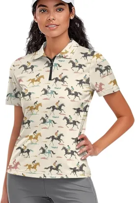 Biyejit Women's Golf Shirts Short Sleeve Quarter Zip Workout Tops for Women Moisture Wicking Dry Fit Polo Shirts