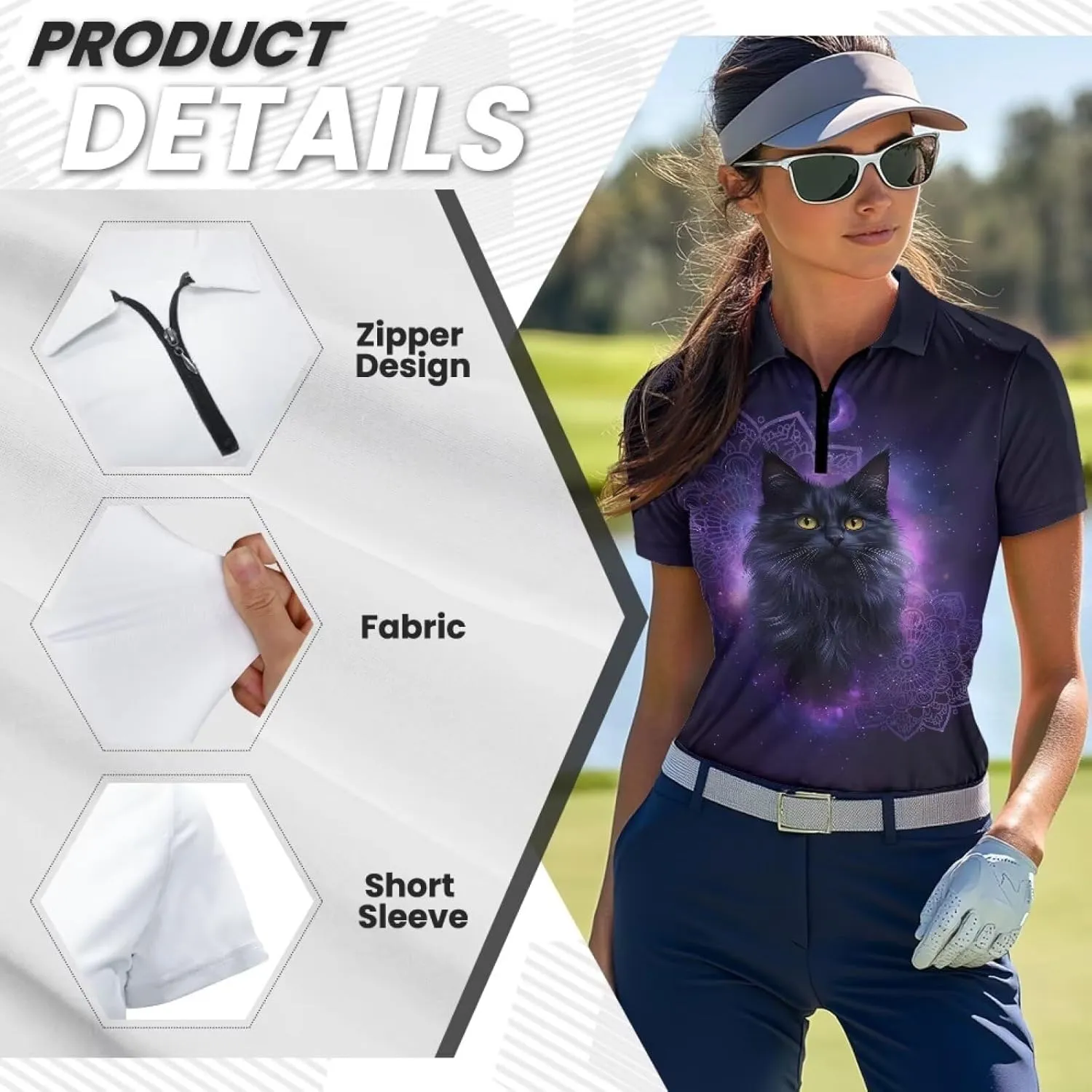 Biyejit Women's Golf Shirts Short Sleeve Quarter Zip Workout Tops for Women Moisture Wicking Dry Fit Polo Shirts