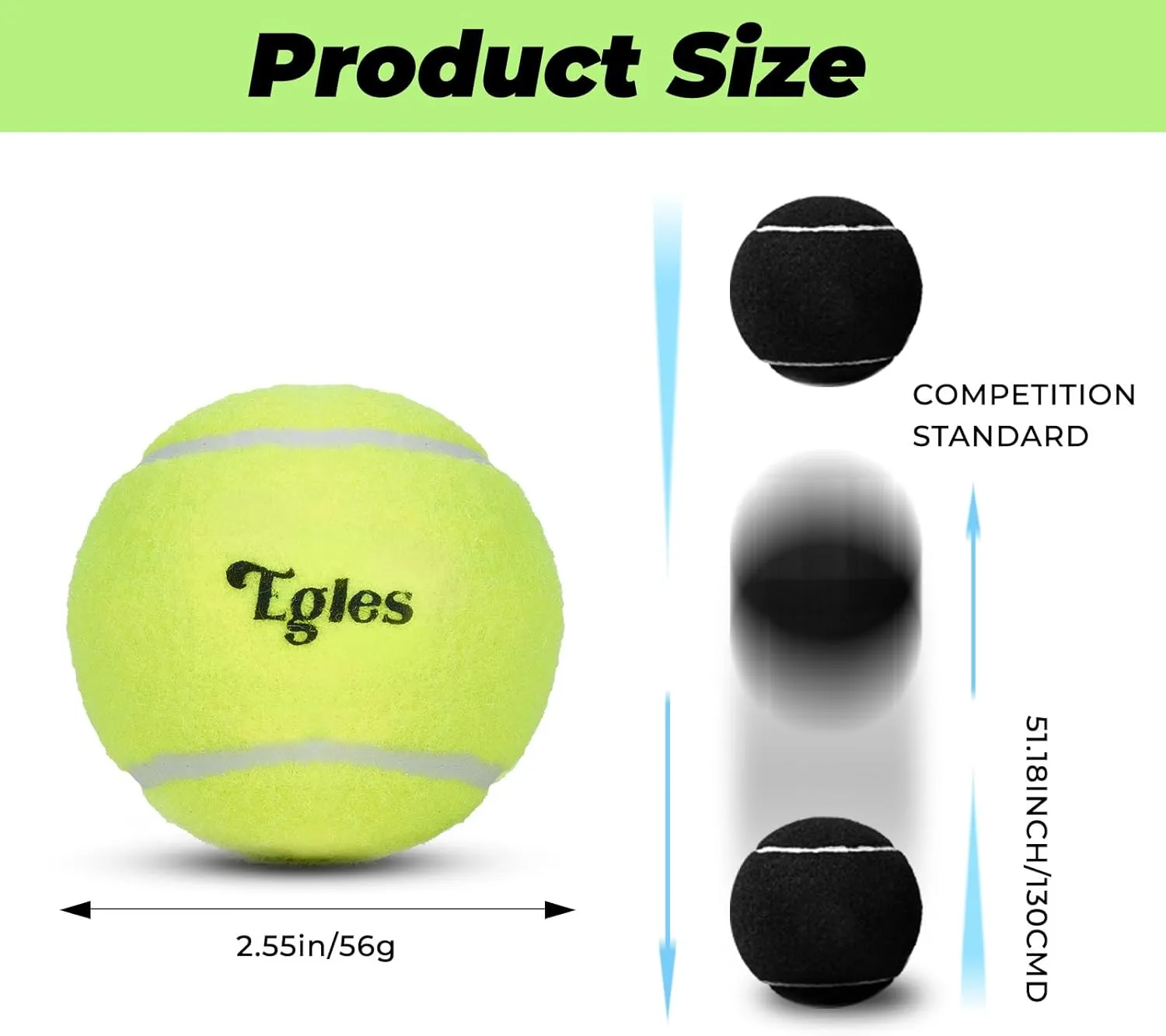 Egles 12/20/60 Packs Tennis Balls for Training and Dogs, High Elasticity Practice Tennis Ball with Mesh Bag for Transport and Beginner Exercise, Durable Pet Playing Tennis Ball Set