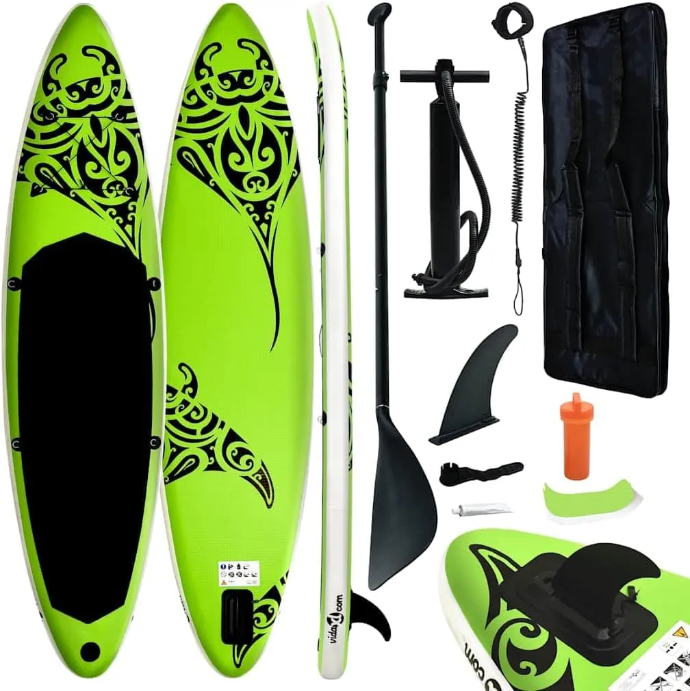 Enhance Stability on Water with Inflatable SUP Board Set, Puncture-Proof, Easy to Inflate, Green