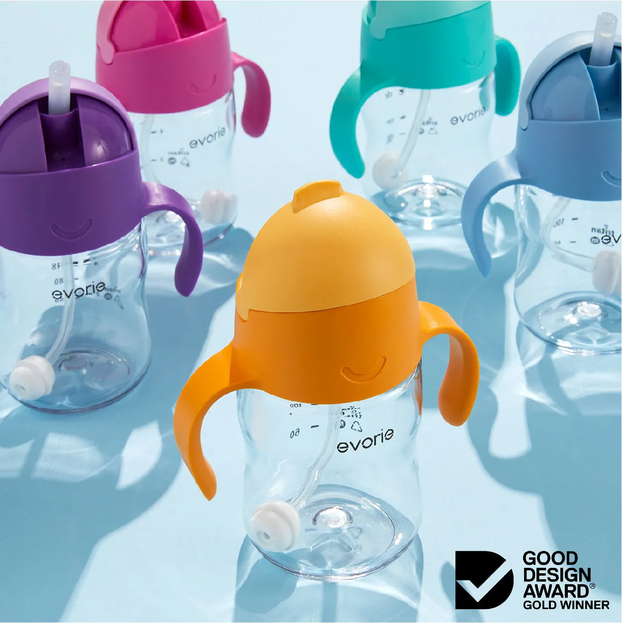 Evorie Tritan Baby 360 Straw Water Bottle Sippy Cup 200mL, Strawberry
