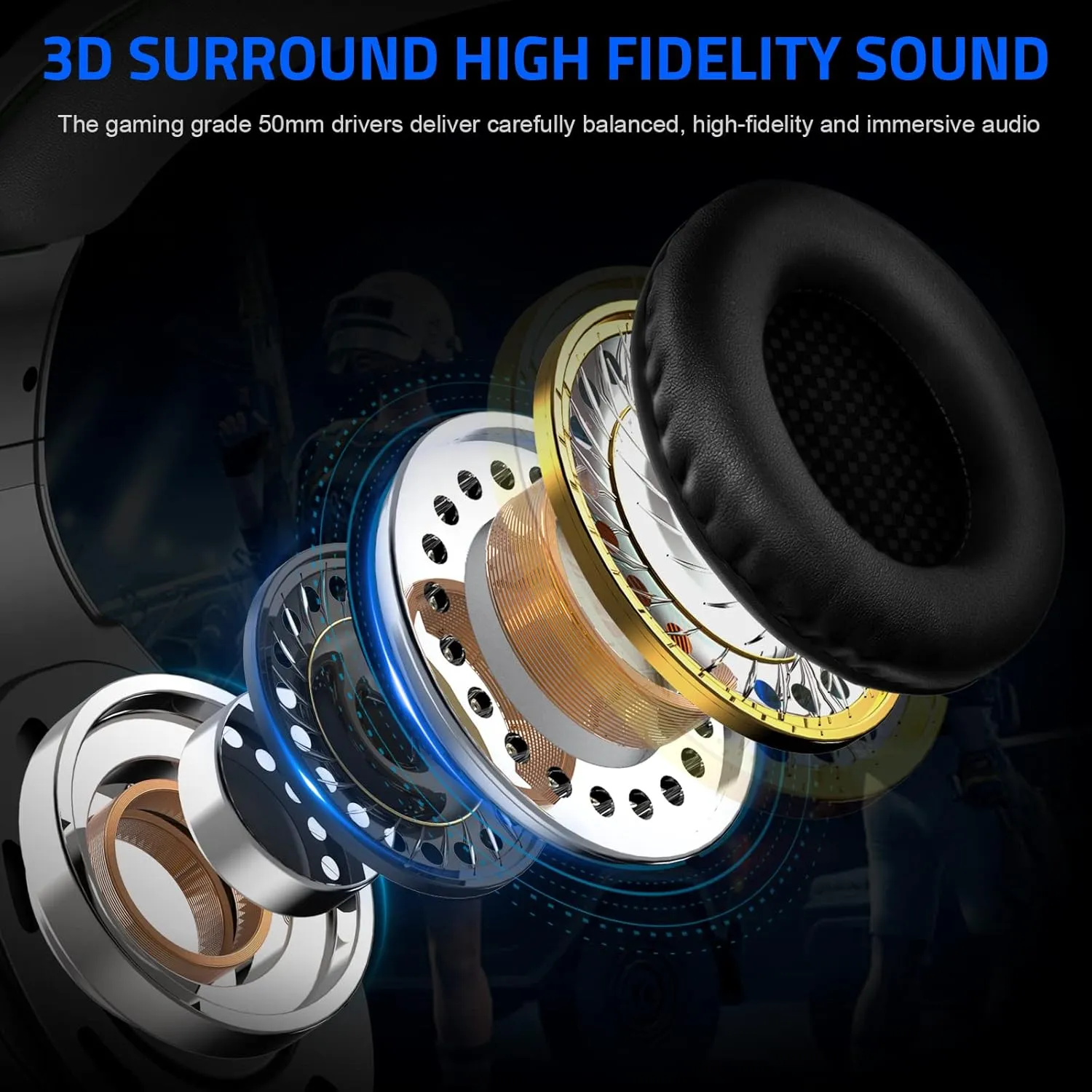Gaming Headset with Microphone for PC, PS4, PS5, Headset Noise Cancelling Gaming Headphones for Switch, Laptop, Mac, Xbox Series X/S, Headphones with LED Lights, Deep Bass for Kids Adults, Deep Black