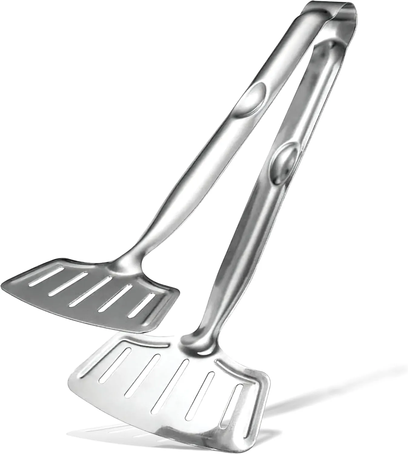 Grip Right Turner Tongs  Kitchen Discovery  Dual Spatulas for Safe Lifting of Fish, Burgers, Pancakes, Cutlets  Stainless Steel Barbecue Tongs for Easy Flipping