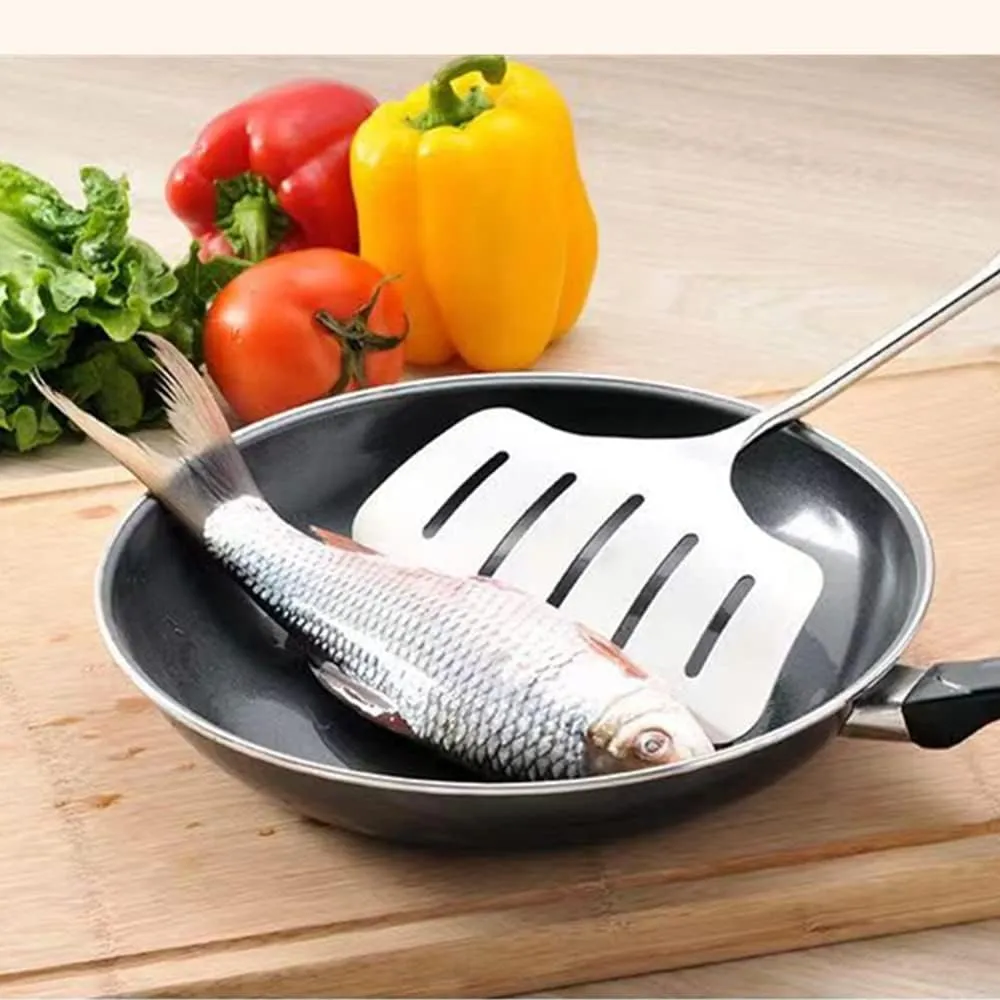 Large Spatula Turner Wide Slotted 304 Stainless Steel Flipper Cooking Utensil Serving Kitchen Tool Heat Proof for Frying Grilling Durable Easy To Clean 14.566 Inches