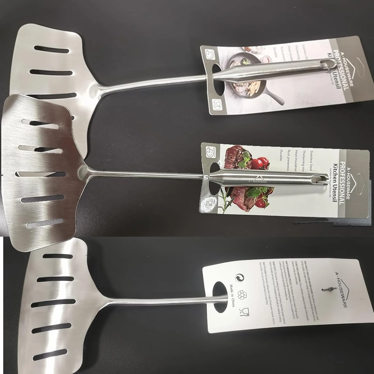 Large Spatula Turner Wide Slotted 304 Stainless Steel Flipper Cooking Utensil Serving Kitchen Tool Heat Proof for Frying Grilling Durable Easy To Clean 14.566 Inches