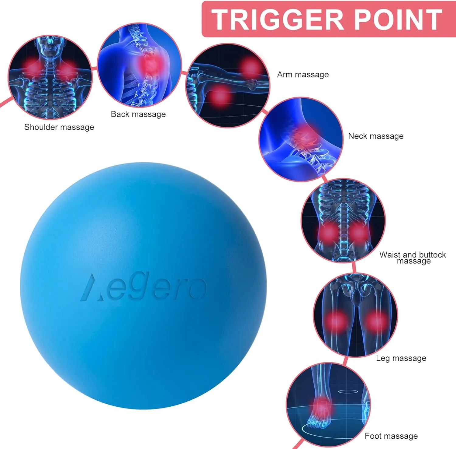 Massage Lacrosse Balls for Myofascial Release,Yoga Deep Tissue Massage,Trigger Point Therapy and Foot Plantar Fasciitis,Muscle Soreness Massager Ball (2Pack, Blue and Red)