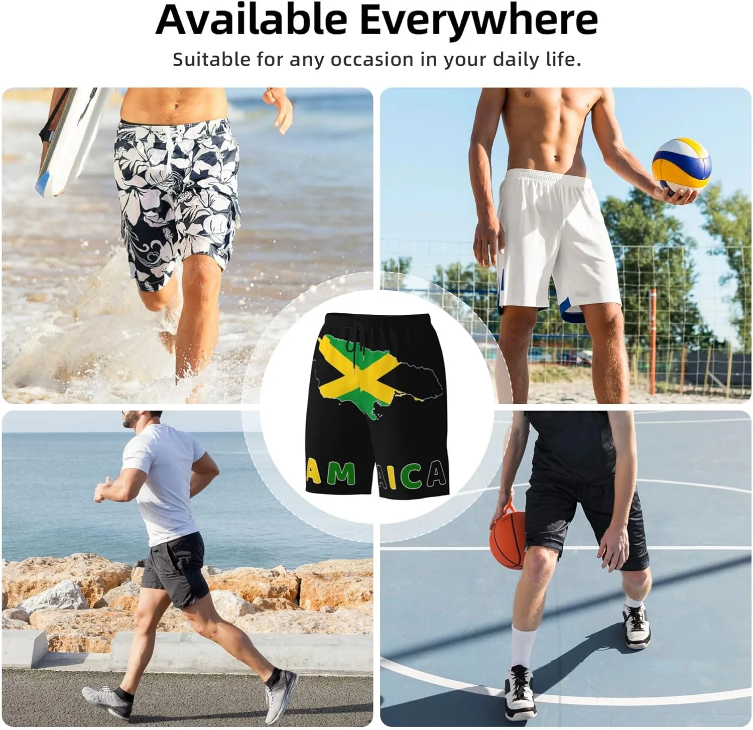 Mens Jamaica Swim Trunks Jamaican Flag Trunk Beach Shorts Quick Dry Board Shorts Summer Party Shorts Pockets Mesh