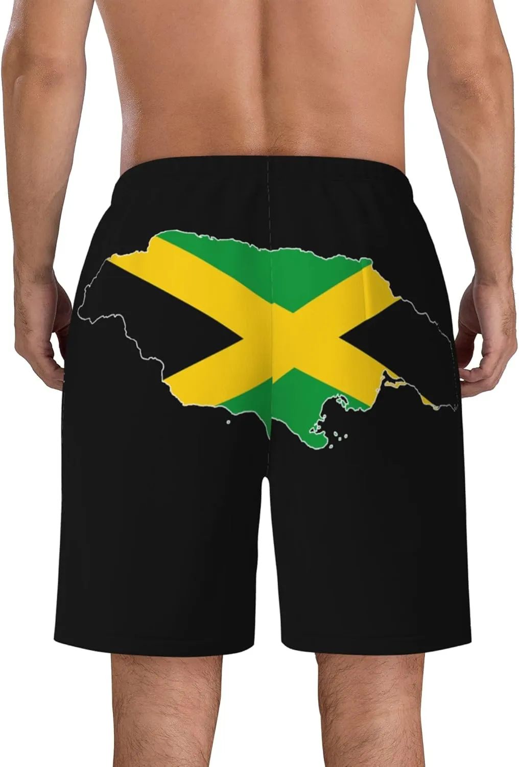 Mens Jamaica Swim Trunks Jamaican Flag Trunk Beach Shorts Quick Dry Board Shorts Summer Party Shorts Pockets Mesh