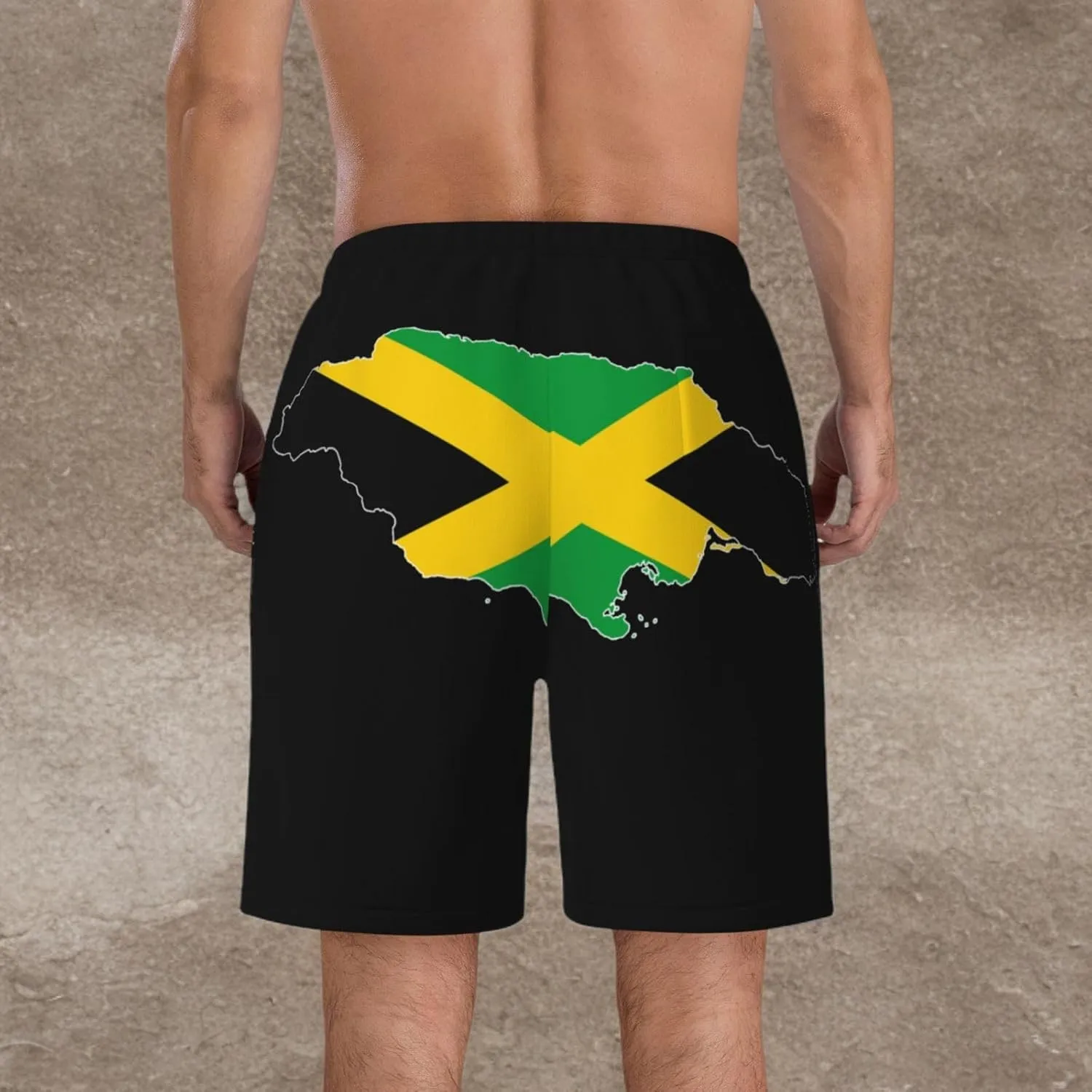Mens Jamaica Swim Trunks Jamaican Flag Trunk Beach Shorts Quick Dry Board Shorts Summer Party Shorts Pockets Mesh