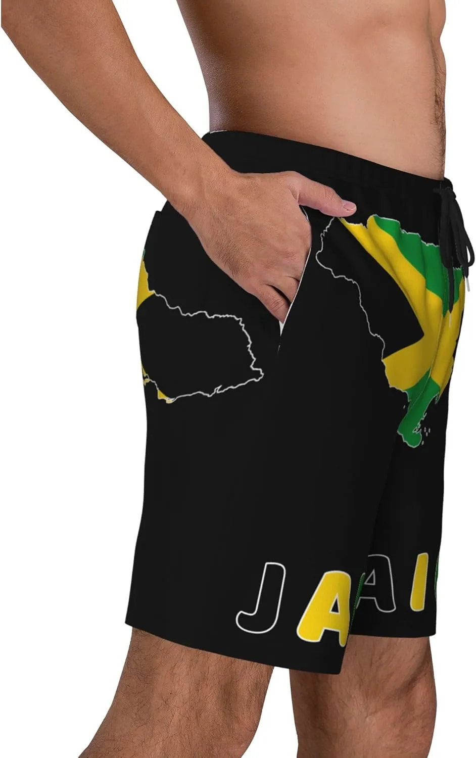 Mens Jamaica Swim Trunks Jamaican Flag Trunk Beach Shorts Quick Dry Board Shorts Summer Party Shorts Pockets Mesh