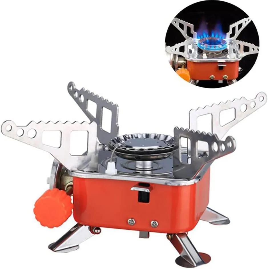 Mini Camping Stove, Portable Folding Windproof Small Gas Stove for Outdoor Camping Hiking Backpacking Road Trip