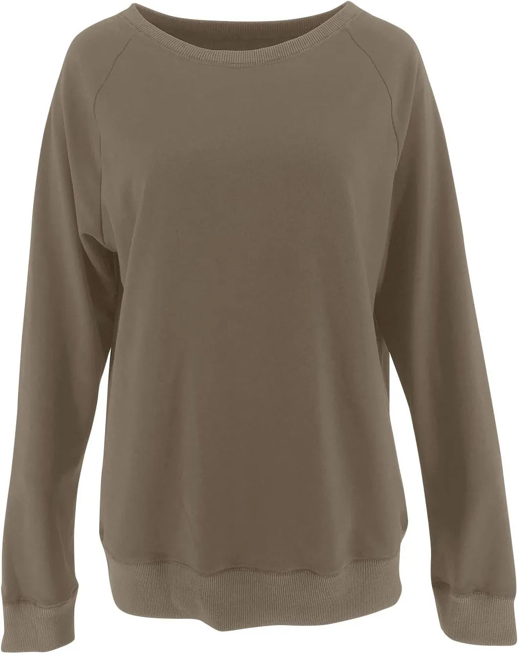 PRETTODAY Women's Casual Crew Neck Sweatshirts Raglan Long Sleeve Solid Tunic Tops Loose Pullovers