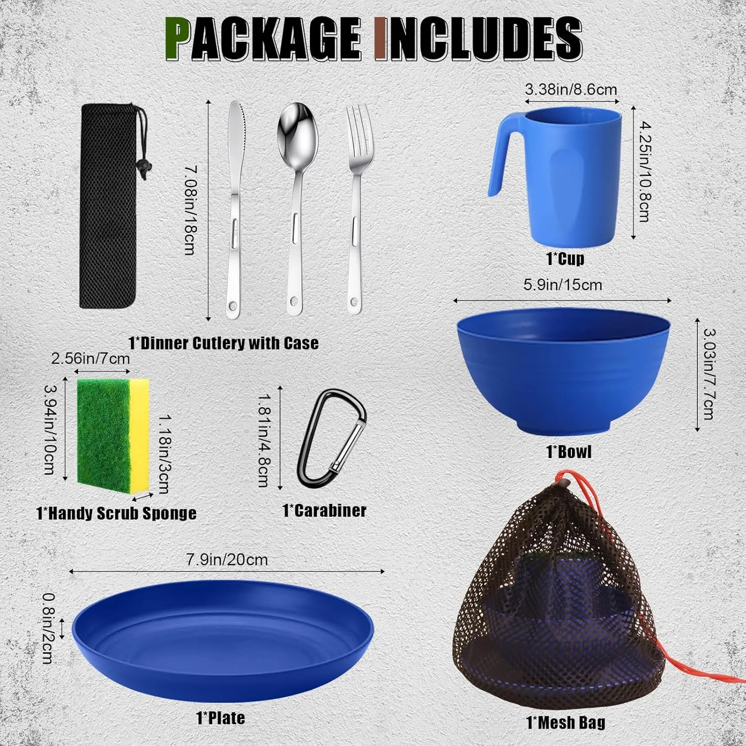 Scout Camping Mess Kit for 1 Person Boy Scout Dishes Set Girl Scout Mess Kit with Mesh Bag Reusable Light Weight Eating Utensils Plastic Camping Cutlery Set for Travel Camp