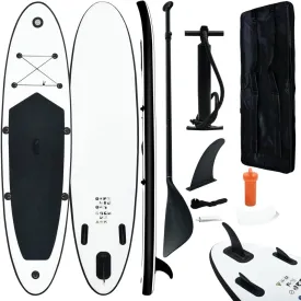 SKM Inflatable Stand Up Paddle Board Set Black and White-2730