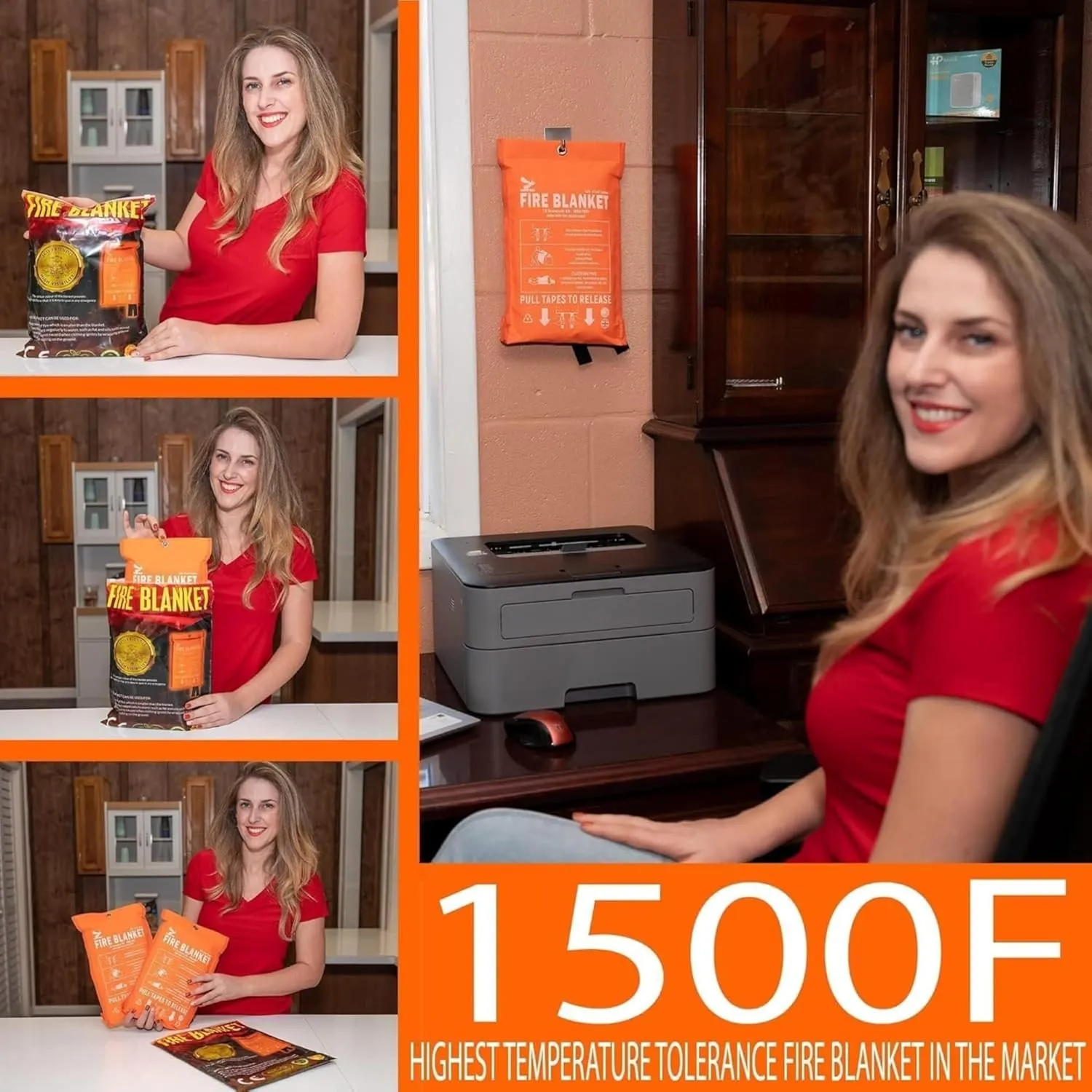 Supa Ant Emergency Fire Blanket for Home and Kitchen - 2 Pack 1500F High Visibility (Glow in The Dark) Smother Kitchen Fire Blanket - CE Certified Hero Fire Blankets Emergency for Home (40in)